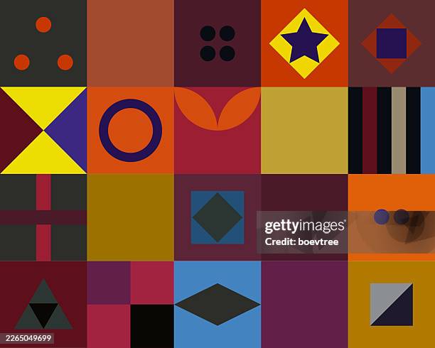geometric color block template background - fruit flat lay stock illustrations