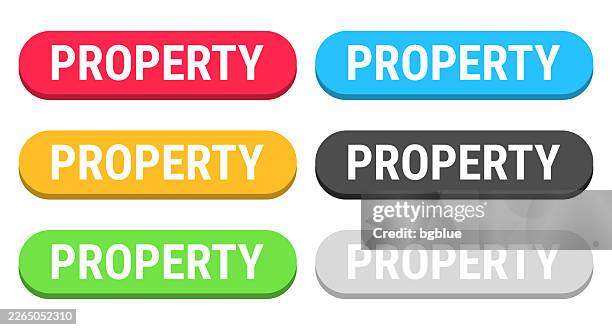 property - colorful 3d click web buttons on blank background - yellow web button stock illustrations