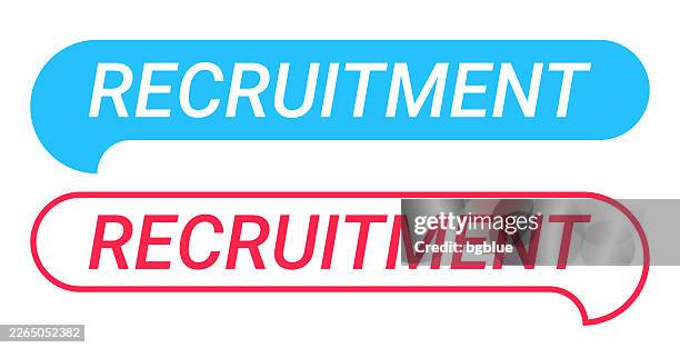 recruitment - blue and red speech bubble on white background - online enrollment stock illustrations