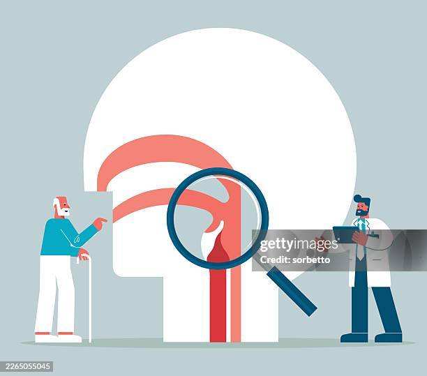 oral dysphagia diseases - senior men - muscular dystrophy stock illustrations