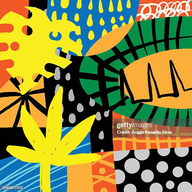 abstract tropical collage pattern - leaf pile stock illustrations