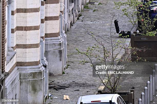 The scene of an explosion at the synagogue in the rue Leon Fredericq, in Liege on Monday 09 March 2026. The synagogue was hit around 4am by a blast....