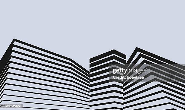 abstract black and white perspective stripe modern architecture material background - office perspective stock illustrations