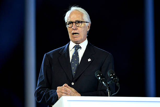 Giovanni Malago, President of Milano Cortina 2026 makes a speech during the Milano Cortina 2026 Winter Paralympic Games opening ceremony at Arena di...