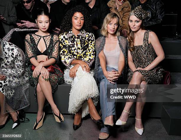 Jennie Kim, Olivia Dean, Margot Robbie and Lily-Rose Depp at the Chanel fashion show as part of Paris Fashion Week Fall 2026 held at Grand Palais on...