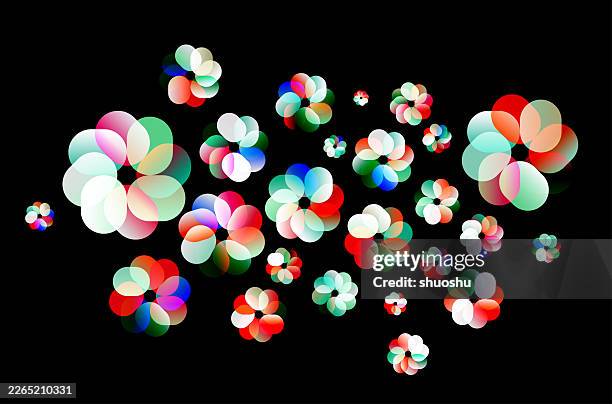 abstract transparent colorful flower pattern illustration background - bright floral print stock illustrations