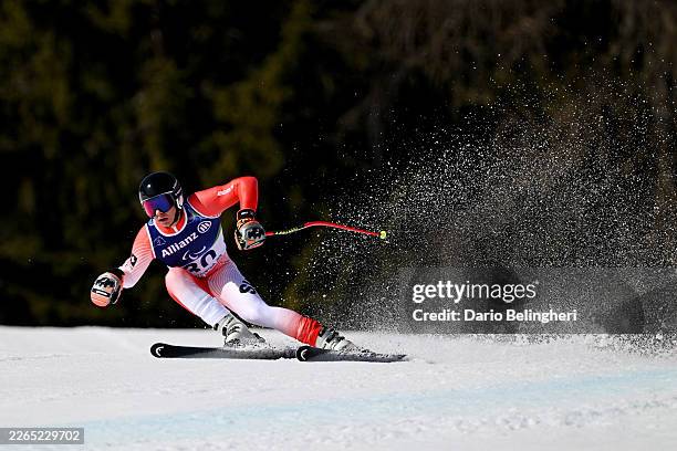 Emerick Sierro of Team Switzerland competes in the Para Alpine Skiing Men's Downhill Standing Final on day one of the Milano Cortina 2026 Winter...