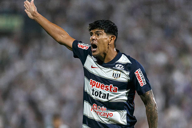 Esteban Pavez of Alianza Lima reacts during a Liga 1 Peru Torneo Apertura 2026 match between Alianza Lima and FBC Melgar at Estadio Alejandro...