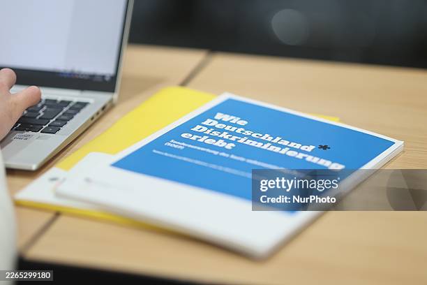 Samera Bartsch, Ferda Altman, and Sebastian Bickerich attend the presentation of the report ''How Germany Experiences Discrimination - launched by...