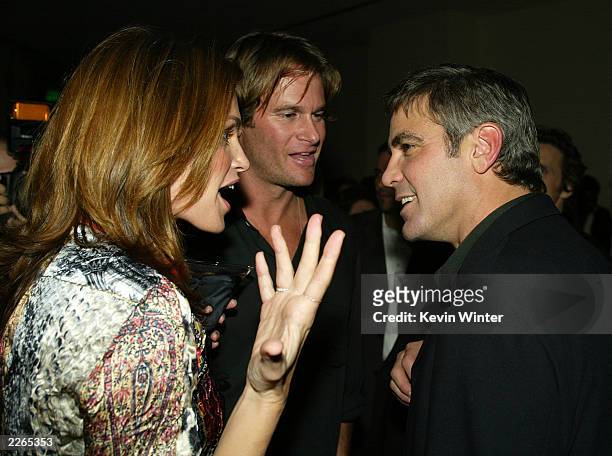 Cindy Crawford, Rande Gerber and George Clooney at the premiere of "Confessions of a Dangerous Mind" at the Bruin Theatre and after-party at the W...