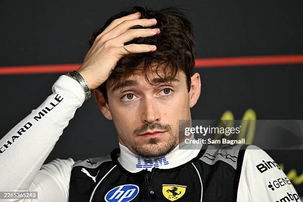 Third placed Charles Leclerc of Monaco and Scuderia Ferrari is interviewed during the F1 Grand Prix of Australia at Albert Park Grand Prix Circuit on...