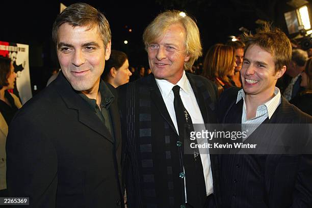 George Clooney, Rutger Hauer and Sam Rockwell at the premiere of "Confessions of a Dangerous Mind" at the Bruin Theatre and after-party at the W...