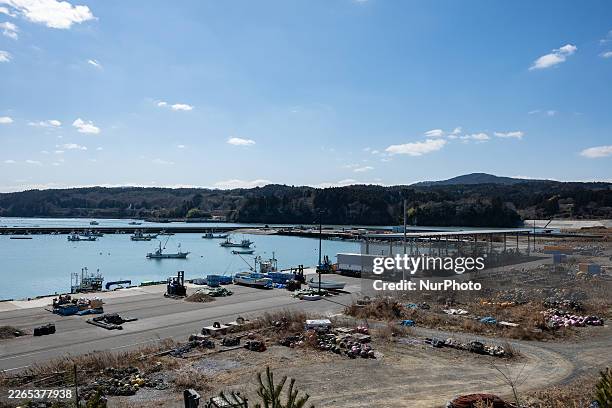 View of Shizugawa Port in Minamisanriku, Miyagi Prefecture, is rebuilt after it is destroyed by the tsunami that strikes on March 11, 2011. The photo...