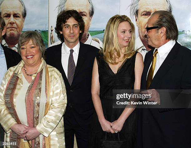 Kathy Bates, director Alexander Payne, Hope Davis and Jack Nicholson at the premiere of "About Schmidt" at the Academy of Motion Pictures Arts and...