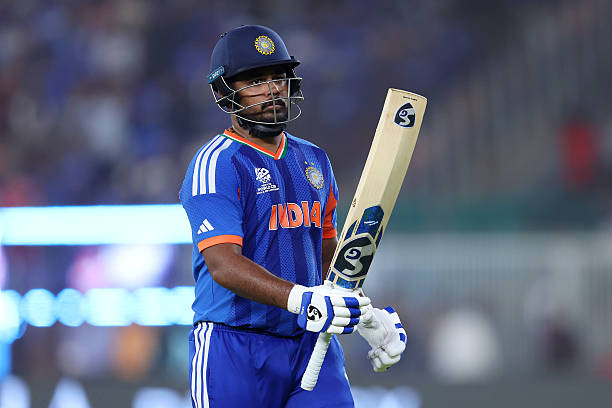 Sanju Samson of India walks off the pitch after losing his wicket during the ICC Men's T20 World Cup India & Sri Lanka 2026 Final between India and...