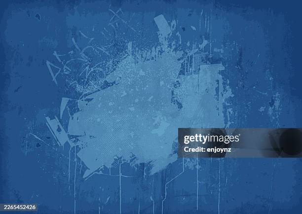 blue grunge painted concrete textured vector background - wild posting stock illustrations