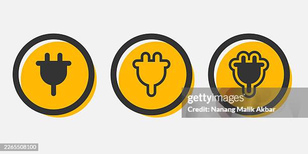 electric plug icon set - electrical box stock illustrations