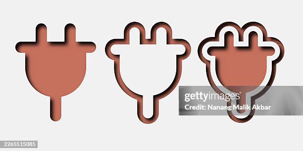 electric plug icon set with paper cut style - electrical engineer technology stock illustrations