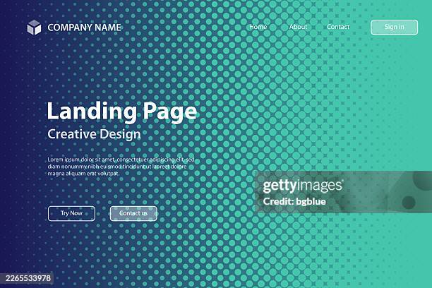 landing page template - halftone background with green gradient - trendy design - polka dot stock illustrations