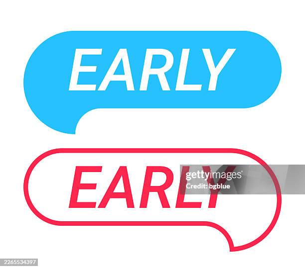 early - blue and red speech bubble on white background - early puberty stock illustrations