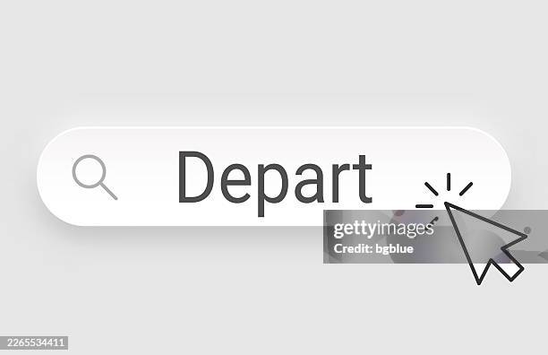 depart - search bar with cursor on blank background - walking away from computer stock illustrations