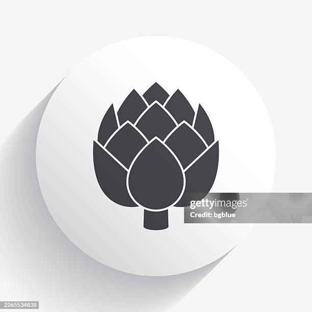 artichoke. icon on circle button with long shadow - artichoke simple stock illustrations