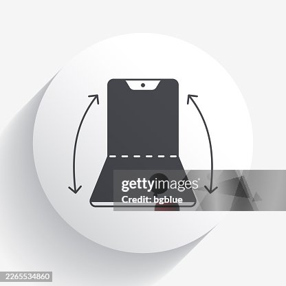 Foldable smartphone. Icon on circle button with long shadow Foldable smartphone. Icon on circle button with long shadow