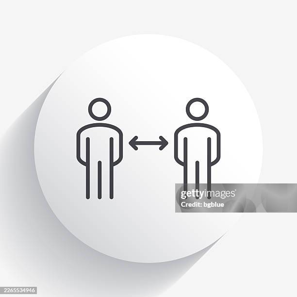 social distancing. icon on circle button with long shadow - coronavirus protocol stock illustrations