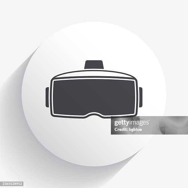 virtual reality headset - vr. icon on circle button with long shadow - augmented reality goggles stock illustrations
