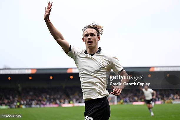 Ben Waine of Port Vale celebrates scoring his team's first goal during the Emirates FA Cup Fifth Round match between Port Vale and Sunderland on...
