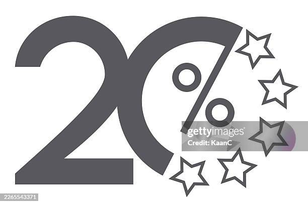 20 percent symbol with stars abstract statistic indicator vector illustration - ratio vector stock illustrations