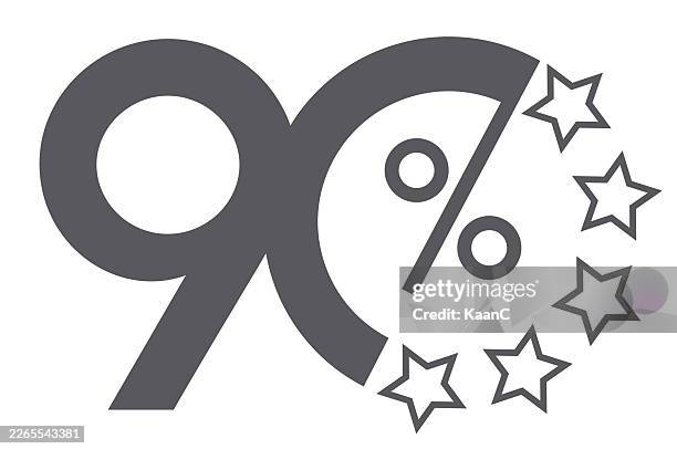 90 percent symbol with stars abstract statistic indicator vector illustration - ratio vector stock illustrations