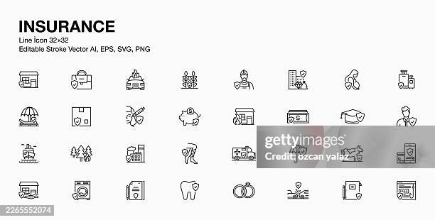 insurance line icon set - property law stock illustrations