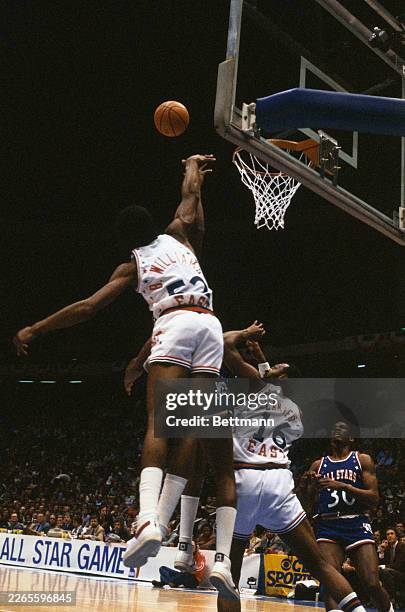 Buck Williams and Bob Lanier in action during an NBA All-Star game at Brendan Byrne Arena in East Rutherford, New Jersey, January 31st 1982. Bernard...
