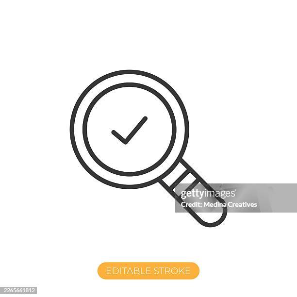 inspection passed icon. editable stroke thin line icon - smart phone timer study stock illustrations