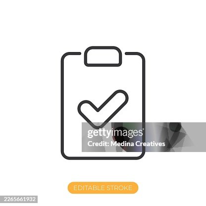 Checklist completed icon. Editable stroke thin line icon Checklist completed icon. Editable stroke thin line icon