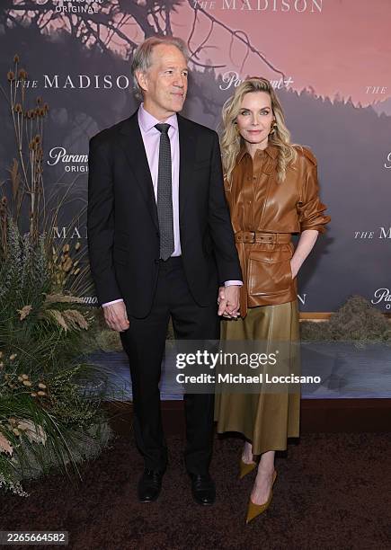 David E. Kelley and Michelle Pfeiffer attend Paramount+'s "The Madison" New York Premiere at Jazz at Lincoln Center on March 09, 2026 in New York...