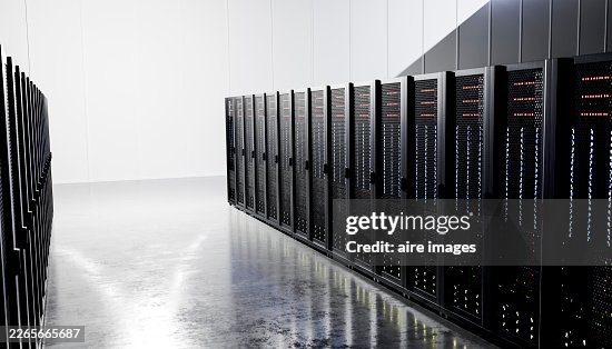 Server racks glowing inside modern data center Server racks glowing inside modern data center