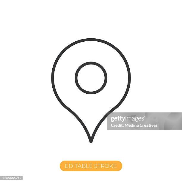 standard map marker icon. editable stroke thin line icon - delivery van driver stock illustrations