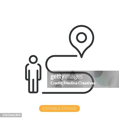 User route icon. Editable stroke thin line icon User route icon. Editable stroke thin line icon