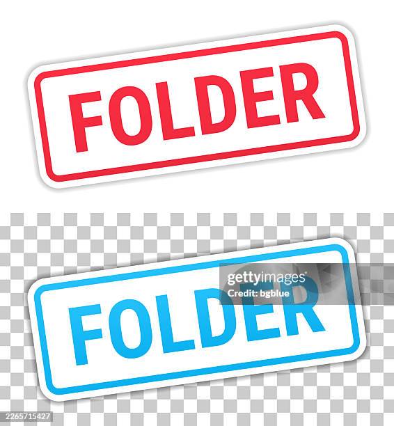 folder - red and blue labels on blank background - blank folder white background stock illustrations