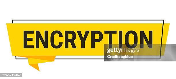 encryption - yellow speech bubble on white background - computer lock white background stock illustrations