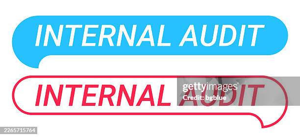 internal audit - blue and red speech bubble on white background - internal audit stock illustrations