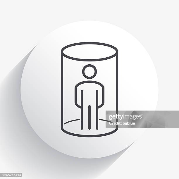 person placed in isolation. icon on circle button with long shadow - confined space stock illustrations