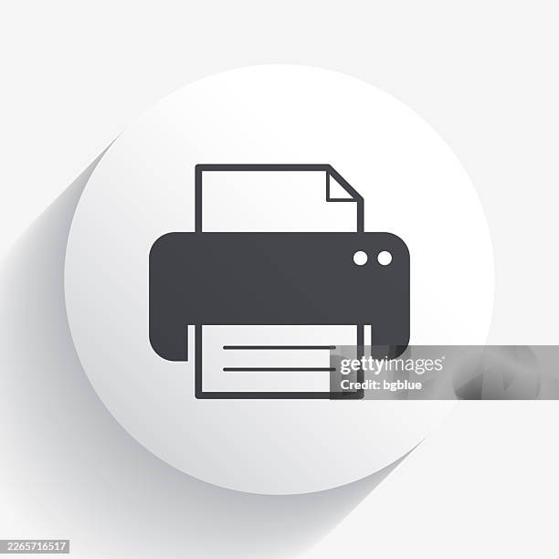 printer. icon on circle button with long shadow - laser scanning vector stock illustrations