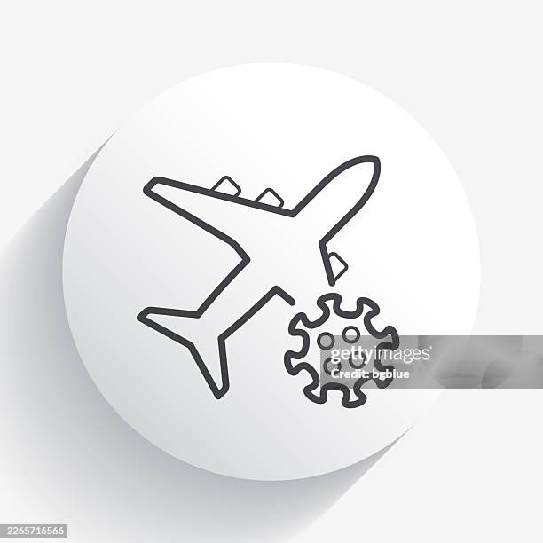travel restriction coronavirus. icon on circle button with long shadow - epidemic stock illustrations