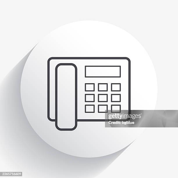 telephone. icon on circle button with long shadow - phone cable stock illustrations