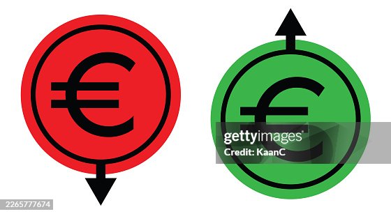 Euro Increase and Decrease Arrows Icon Set – Financial Growth and Loss Symbol vector stock illustration Euro Increase and Decrease Arrows Icon Set – Financial Growth and Loss Symbol vector stock illustration