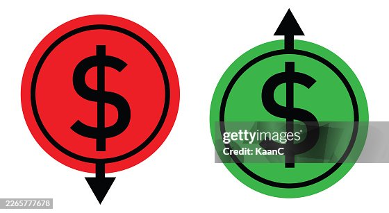 Dollar Increase and Decrease Arrows Icon Set – Financial Growth and Loss Symbol vector stock illustration Dollar Increase and Decrease Arrows Icon Set – Financial Growth and Loss Symbol vector stock illustration