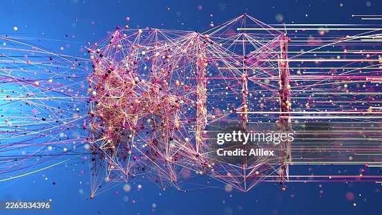 Abstract Digital Data Network Visualization With Neural Connections, Nodes and Flowing Light Streams Abstract Digital Data Network Visualization With Neural Connections, Nodes and Flowing Light Streams